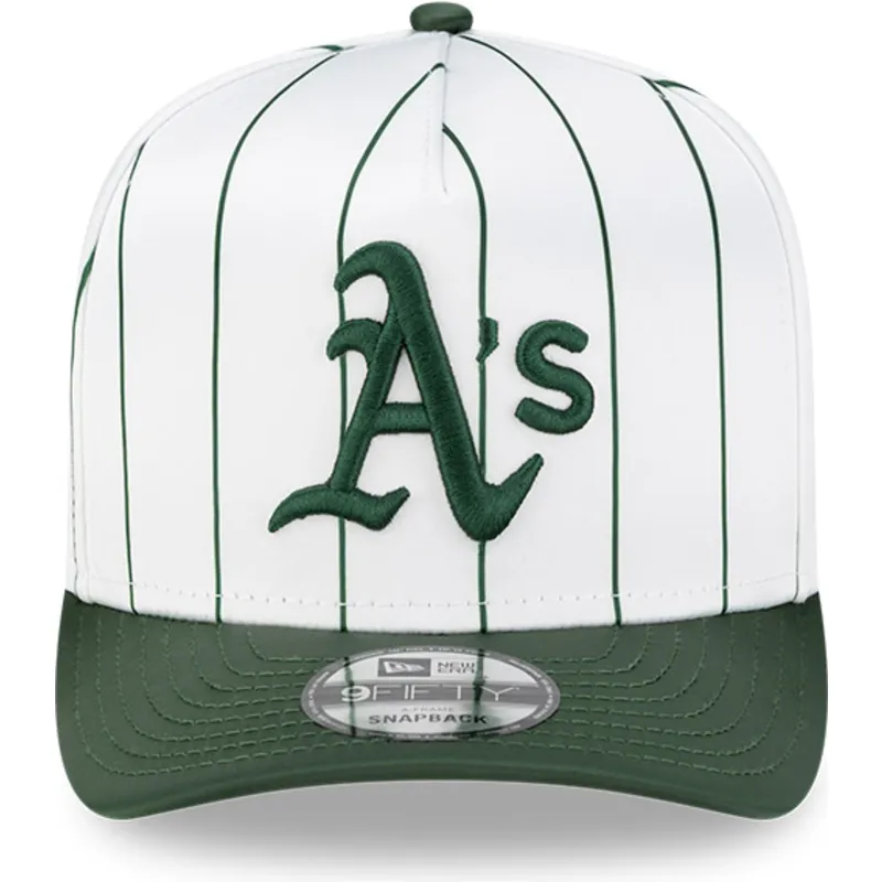 shapka-izvita-byala-snapbek-9fifty-a-frame-satin-pinstripe-na-oakland-athletics-mlb-ot-new-era