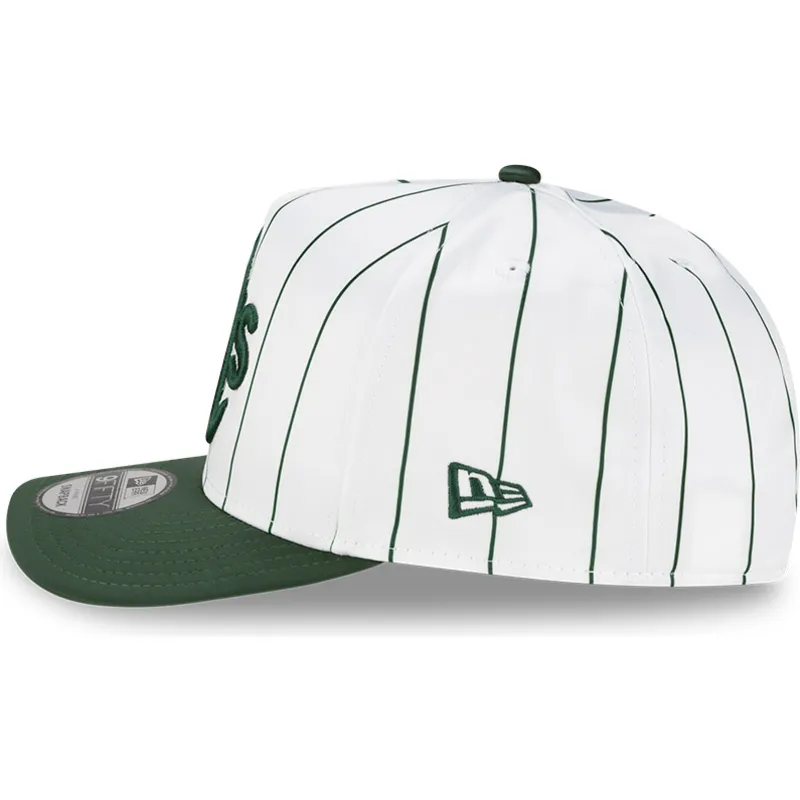 shapka-izvita-byala-snapbek-9fifty-a-frame-satin-pinstripe-na-oakland-athletics-mlb-ot-new-era