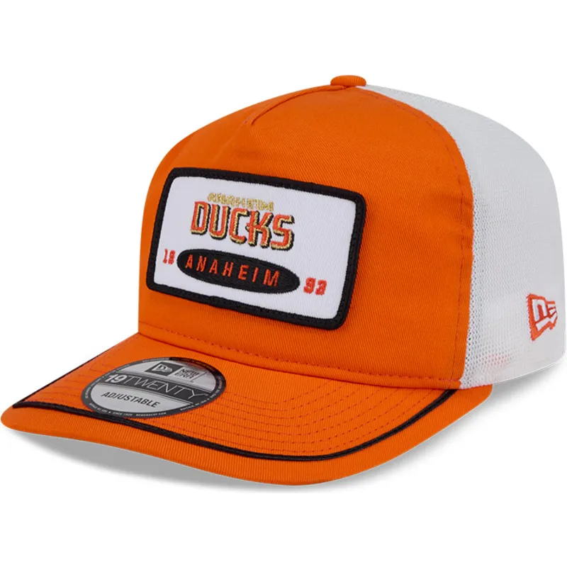new-era-izvita-kozirka-19twenty-brodirana-emblema-anaheim-ducks-nhl-oranzheva-i-byala-shapka-s-kapsi