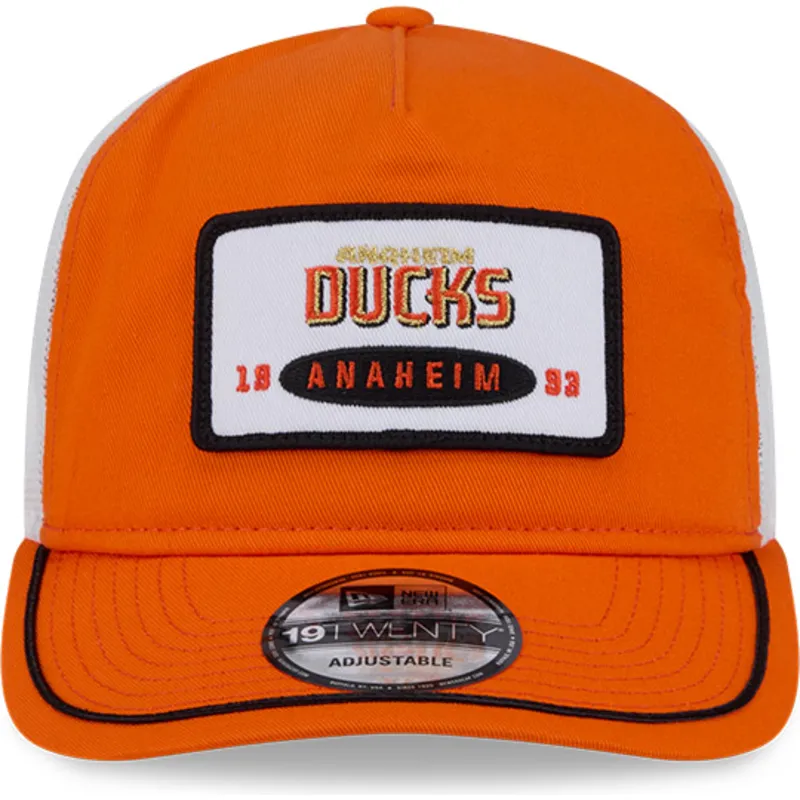 new-era-izvita-kozirka-19twenty-brodirana-emblema-anaheim-ducks-nhl-oranzheva-i-byala-shapka-s-kapsi