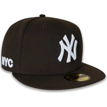 59FIFTY NYC Side New York Yankees MLB New Era braune, eng anliegende Flat Cap