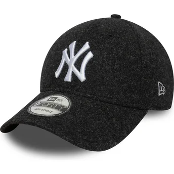 Sort buet snapback kasket 9FORTY Melton Wool fra New York Yankees MLB fra New Era