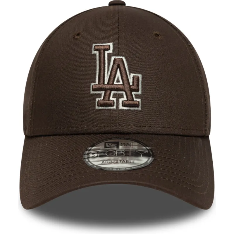 justerbar-brun-buet-kasket-9forty-outline-los-angeles-dodgers-mlb-fra-new-era