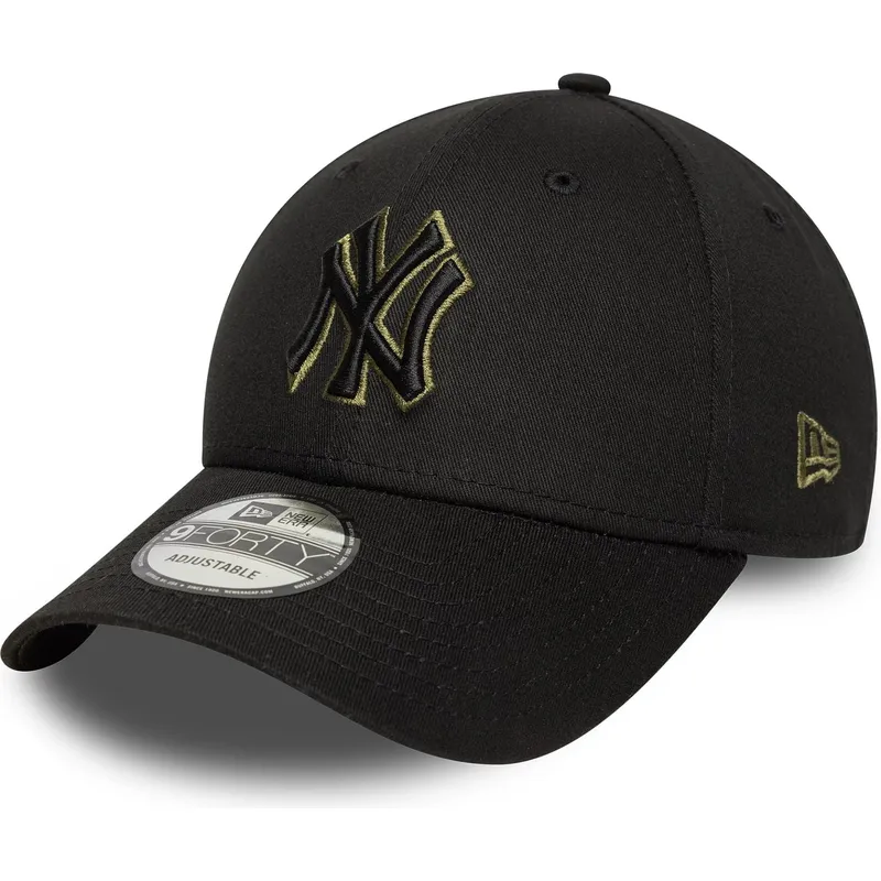 schwarze-verstellbare-curved-cap-mit-grunem-logo-9forty-outline-der-new-york-yankees-mlb-von-new-era
