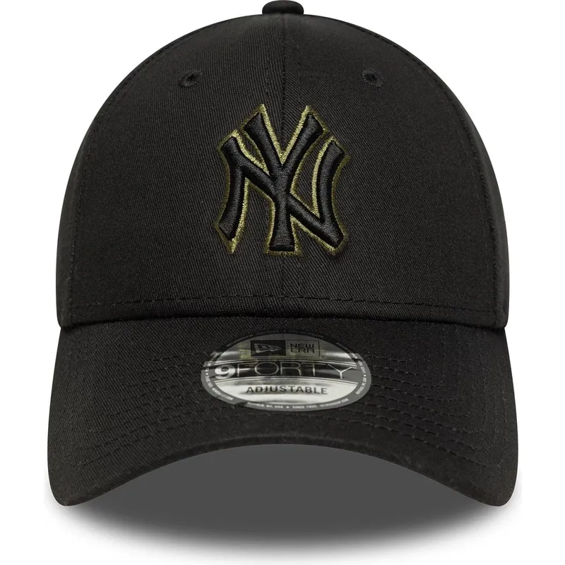 schwarze-verstellbare-curved-cap-mit-grunem-logo-9forty-outline-der-new-york-yankees-mlb-von-new-era