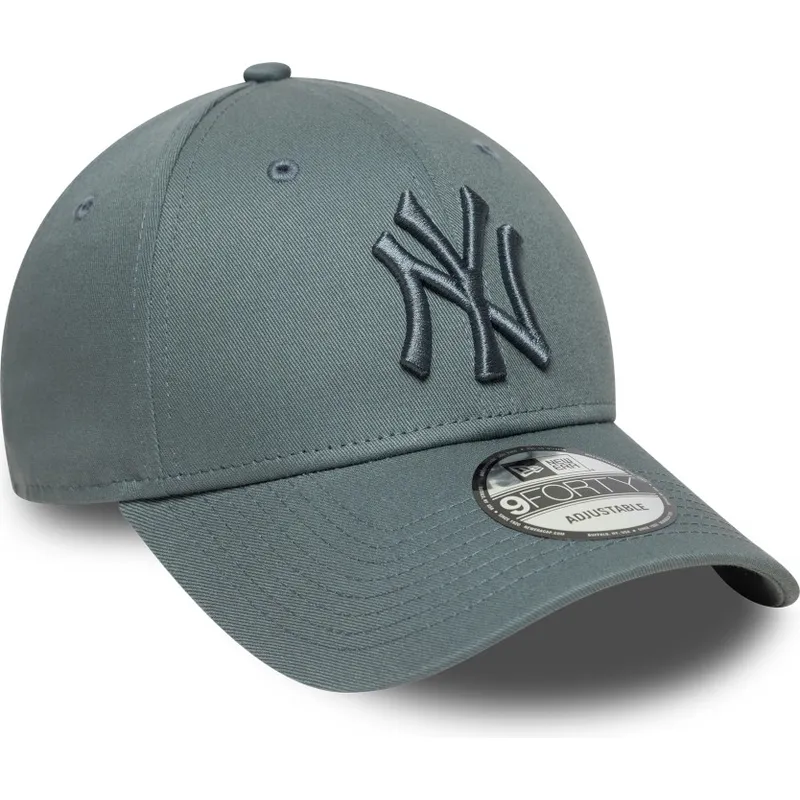gra-justerbar-buet-kasket-med-grat-logo-9forty-league-essential-fra-new-york-yankees-mlb-fra-new-era