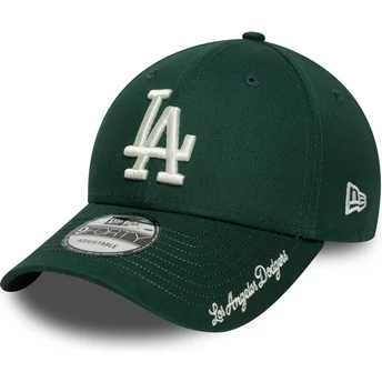 Шапка извита зелена регулируема 9FORTY Visor Script на Los Angeles Dodgers MLB от New Era