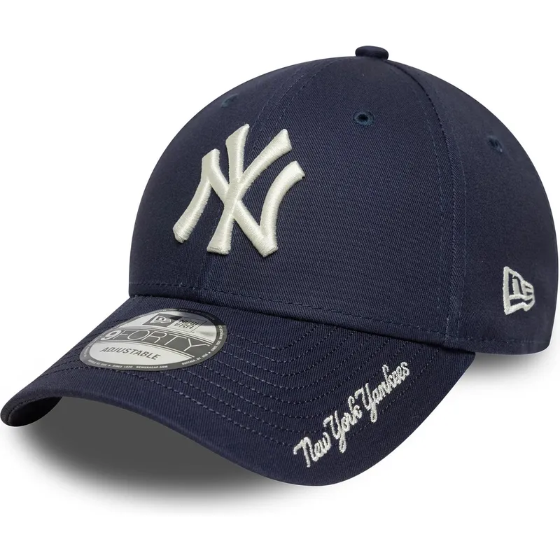 justerbar-marinebla-9forty-visor-script-new-york-yankees-mlb-kasket-fra-new-era