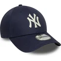 marineblaue-verstellbare-curved-cap-9forty-visor-script-der-new-york-yankees-mlb-von-new-era