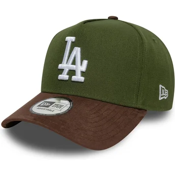 Grøn og brun buet snapback kasket 9FORTY E Frame Suede Skærm Los Angeles Dodgers MLB fra New Era