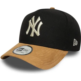 Buet sort og brun snapback kasket 9FORTY E Frame Suede Visor fra New York Yankees MLB fra New Era