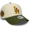 beige-og-gron-buet-snapback-kasket-9forty-e-frame-world-series-patch-fra-los-angeles-dodgers-mlb-fra-new-era