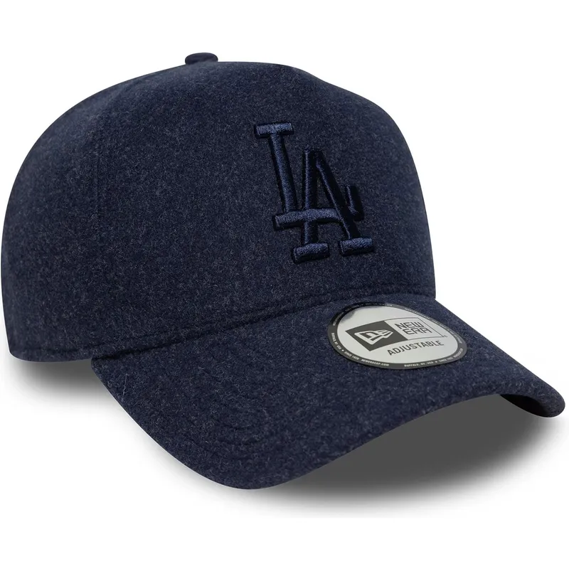 los-angeles-dodgers-mlb-new-era-9forty-e-frame-melton-marinebla-snapback-kasket-med-buet-skygge-og-marineblat-logo
