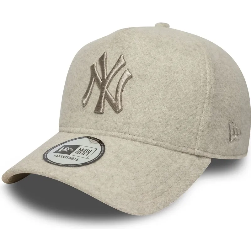 beige-buet-snapback-kasket-med-beige-logo-9forty-e-frame-melton-fra-new-york-yankees-mlb-fra-new-era