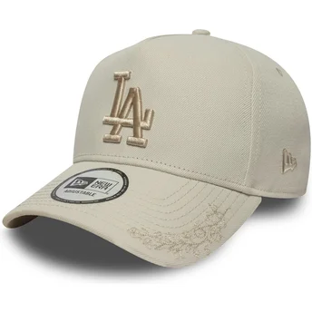 Beige buet snapback-kasket med beige logo 9FORTY E Frame Tonal Icon fra Los Angeles Dodgers MLB fra New Era