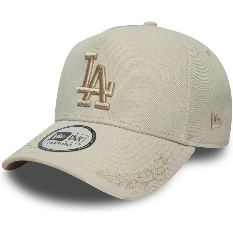 beige-buet-kasket-snapback-med-beige-logo-9forty-e-frame-tonal-icon-fra-los-angeles-dodgers-mlb-fra-new-era