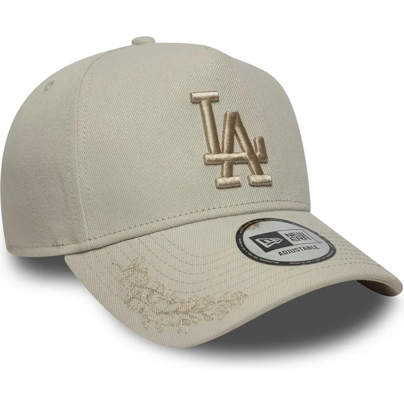 beige-buet-snapback-kasket-med-beige-logo-9forty-e-frame-tonal-icon-fra-los-angeles-dodgers-mlb-fra-new-era