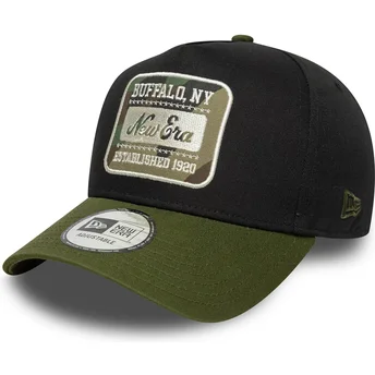 Schwarze und grüne Snapback-Kappe 9FORTY E Frame Camo Patch von New Era