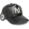 shapka-izvita-cherna-reguliruem-9forty-e-frame-img-leather-na-new-york-yankees-mlb-ot-new-era