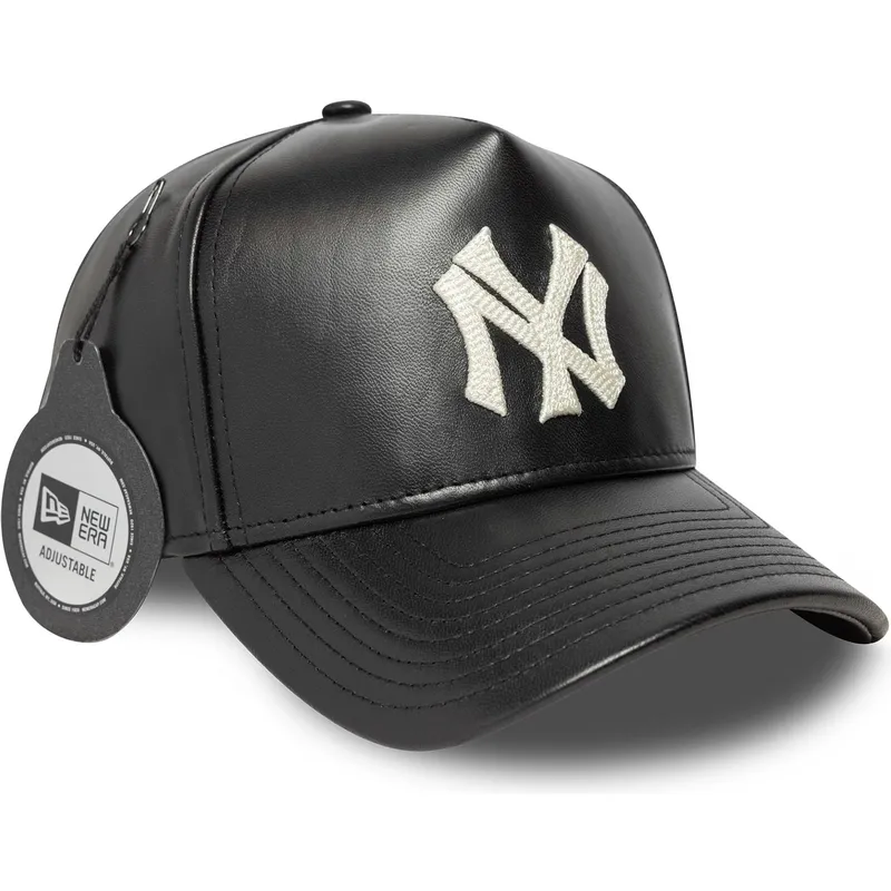 justerbar-sort-buet-kasket-9forty-e-frame-img-leather-fra-new-york-yankees-mlb-fra-new-era
