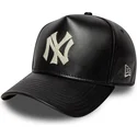 justerbar-sort-buet-kasket-9forty-e-frame-img-leather-fra-new-york-yankees-mlb-fra-new-era