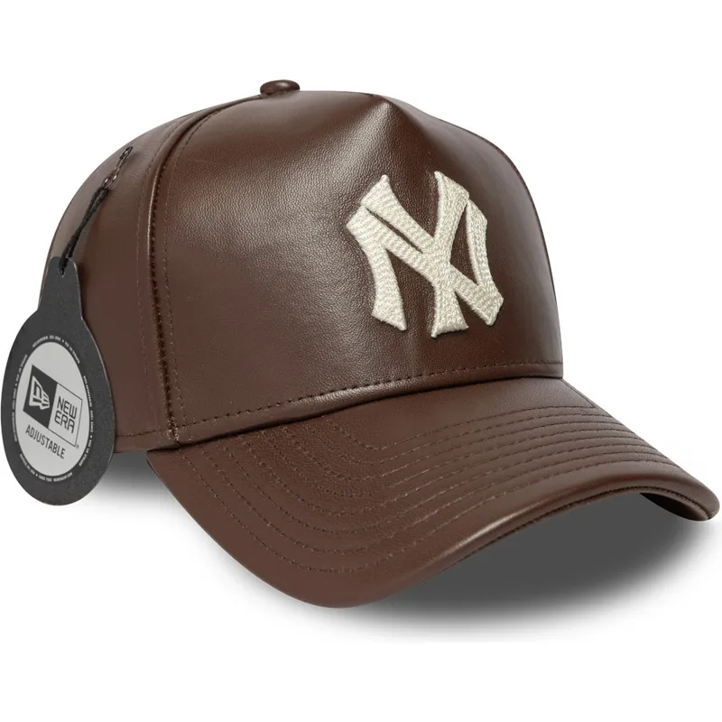 braune-verstellbare-curved-cap-9forty-e-frame-img-leather-der-new-york-yankees-mlb-von-new-era