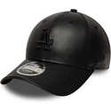 schwarze-snapback-kappe-mit-gebogenem-schirm-und-schwarzem-logo-9forty-m-crown-pu-der-los-angeles-dodgers-mlb-von-new-era