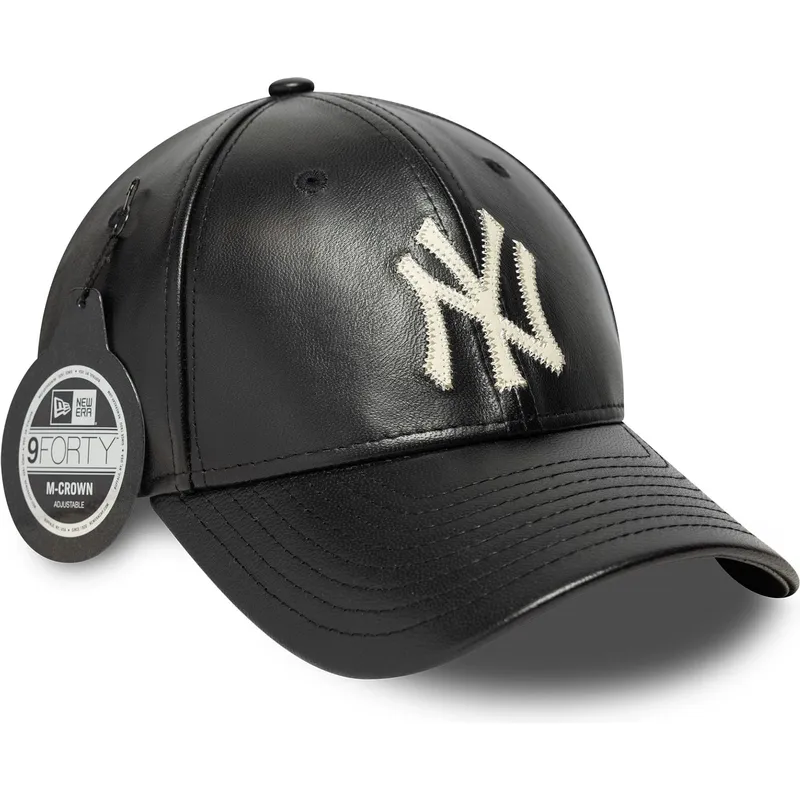 new-era-new-york-yankees-mlb-9forty-m-crown-img-leather-justerbar-sort-buet-kasket