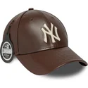 brun-justerbar-kurvet-kasket-9forty-m-crown-img-leather-fra-new-york-yankees-mlb-fra-new-era