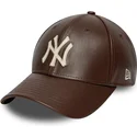 new-era-curved-brim-9forty-m-crown-img-leather-new-york-yankees-mlb-brown-adjustable-cap