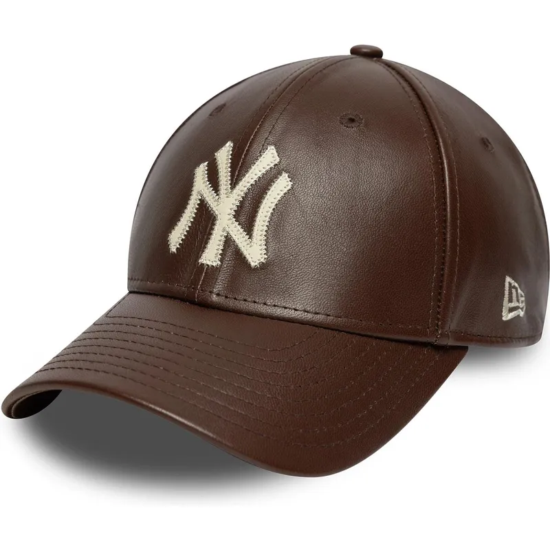 braune-verstellbare-curved-cap-9forty-m-crown-img-leather-der-new-york-yankees-mlb-von-new-era