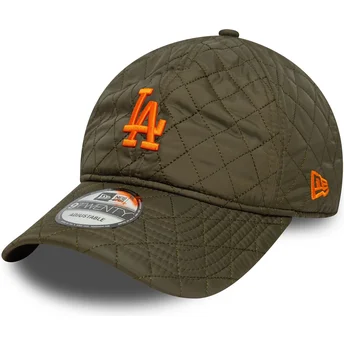 Justerbar grøn buet kasket med orange logo 9TWENTY Quilted fra Los Angeles Dodgers MLB fra New Era