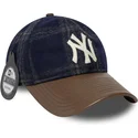new-york-yankees-mlb-new-era-9twenty-img-loden-leather-justerbar-marinebla-og-brun-buet-kasket