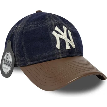 Шапка извита многоцветен adjustable strap marino y marrón 9TWENTY Img Loden Leather на New York Yankees MLB от New Era