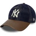 new-york-yankees-mlb-new-era-9twenty-img-loden-leather-justerbar-marinebla-og-brun-buet-kasket