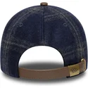 justerbar-marinebla-og-brun-kurvet-kasket-9twenty-img-loden-leather-fra-new-york-yankees-mlb-fra-new-era