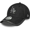los-angeles-dodgers-mlb-9forty-sequin-denim-sort-justerbar-kvindekasket-med-buet-skygge-fra-new-era