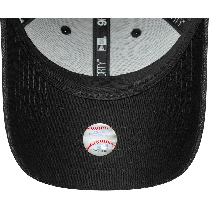 shapka-izvita-cherna-reguliruem-9forty-sequin-denim-na-los-angeles-dodgers-mlb-ot-new-era