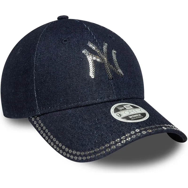 new-era-new-york-yankees-mlb-9forty-sequin-denim-justerbar-marinebla-buet-kasket-til-kvinder