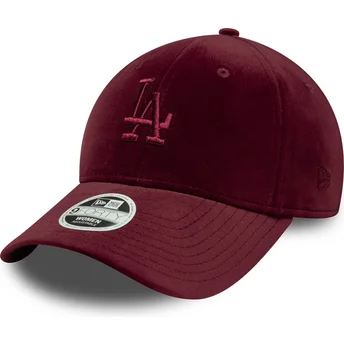 New Era Los Angeles Dodgers MLB 9FORTY Velour justerbar bordeaux kvindekasket med buet skygge