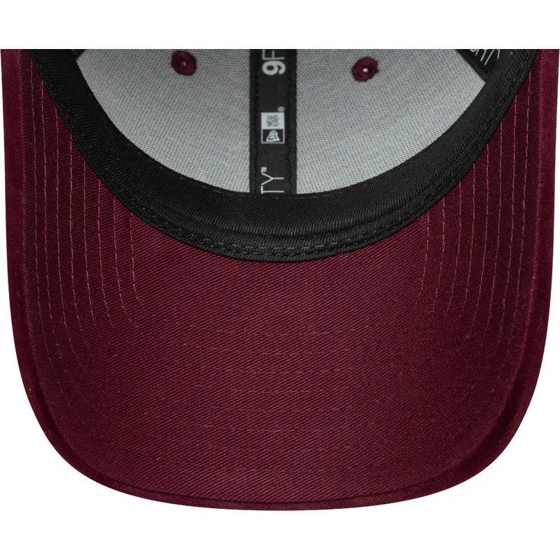 weinrote-verstellbare-curved-cap-fur-damen-9forty-velour-der-los-angeles-dodgers-mlb-von-new-era