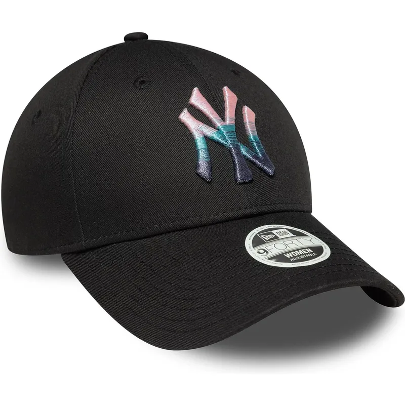 shapka-izvita-cherna-reguliruem-9forty-metallic-na-new-york-yankees-mlb-ot-new-era