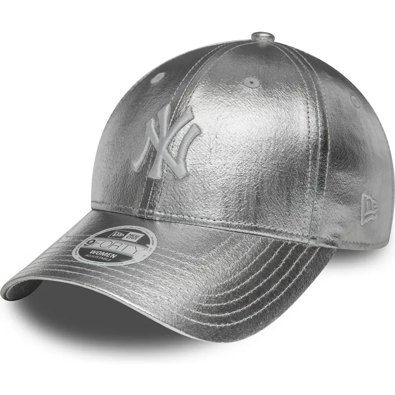 gebogene-silberne-verstellbare-damenkappe-9forty-metallic-der-new-york-yankees-mlb-von-new-era