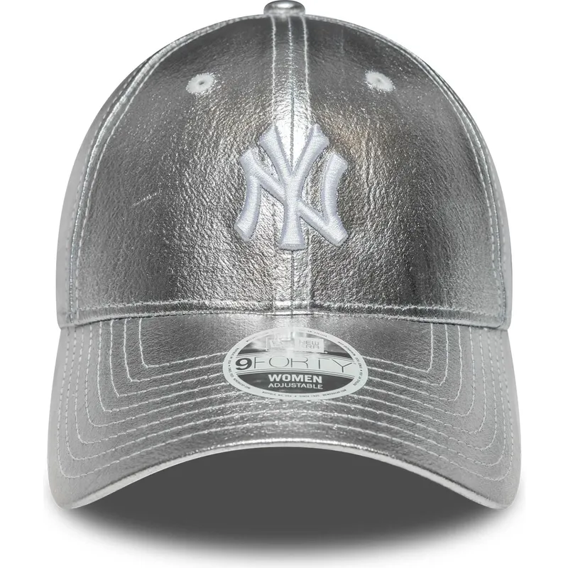 new-era-new-york-yankees-mlb-9forty-metallic-justerbar-solvfarvet-kvindekasket