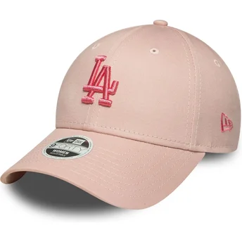Rosa verstellbare Curved Cap für Damen mit rosa Logo 9FORTY League Essential der Los Angeles Dodgers MLB von New Era