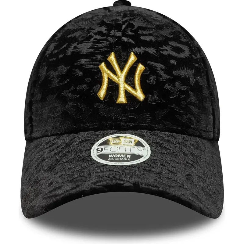 shapka-izvita-cherna-reguliruem-9forty-leo-velour-metallic-na-new-york-yankees-mlb-ot-new-era