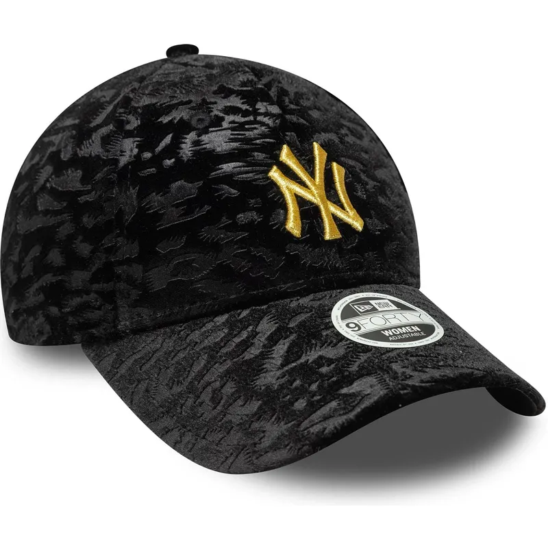 shapka-izvita-cherna-reguliruem-9forty-leo-velour-metallic-na-new-york-yankees-mlb-ot-new-era