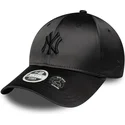 new-era-mlb-new-york-yankees-9forty-satin-bow-back-damen-verstellbare-schwarze-kappe-mit-schwarzem-logo