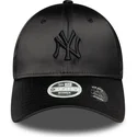 new-era-mlb-new-york-yankees-9forty-satin-bow-back-damen-verstellbare-schwarze-kappe-mit-schwarzem-logo