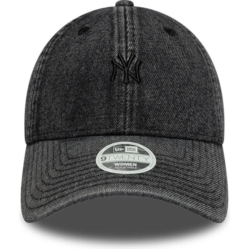 shapka-izvita-cherna-reguliruem-9twenty-denim-na-new-york-yankees-mlb-ot-new-era